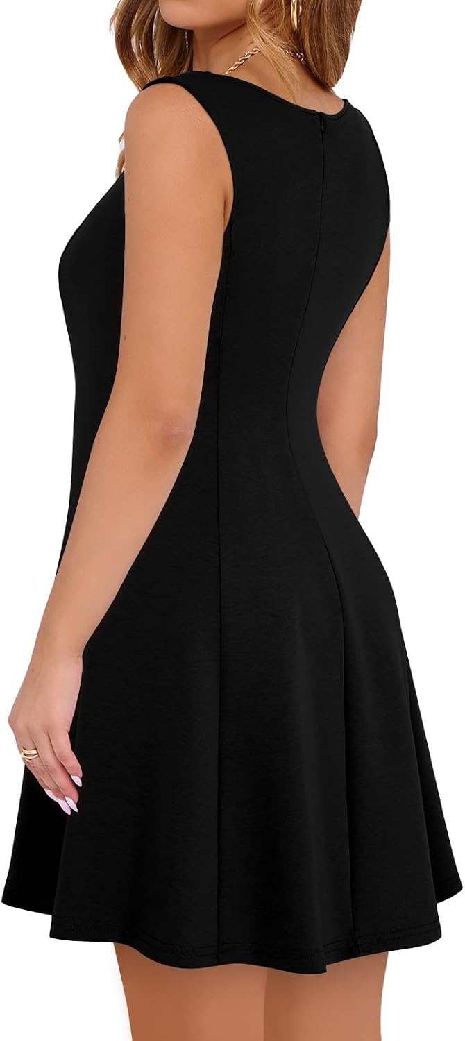 image:imageSureple Womens Cocktail Dresses ALine Flowy Mini Dress Summer 2025 V Neck Party Vacation Sleeveless Tank Graduation DressesAblack