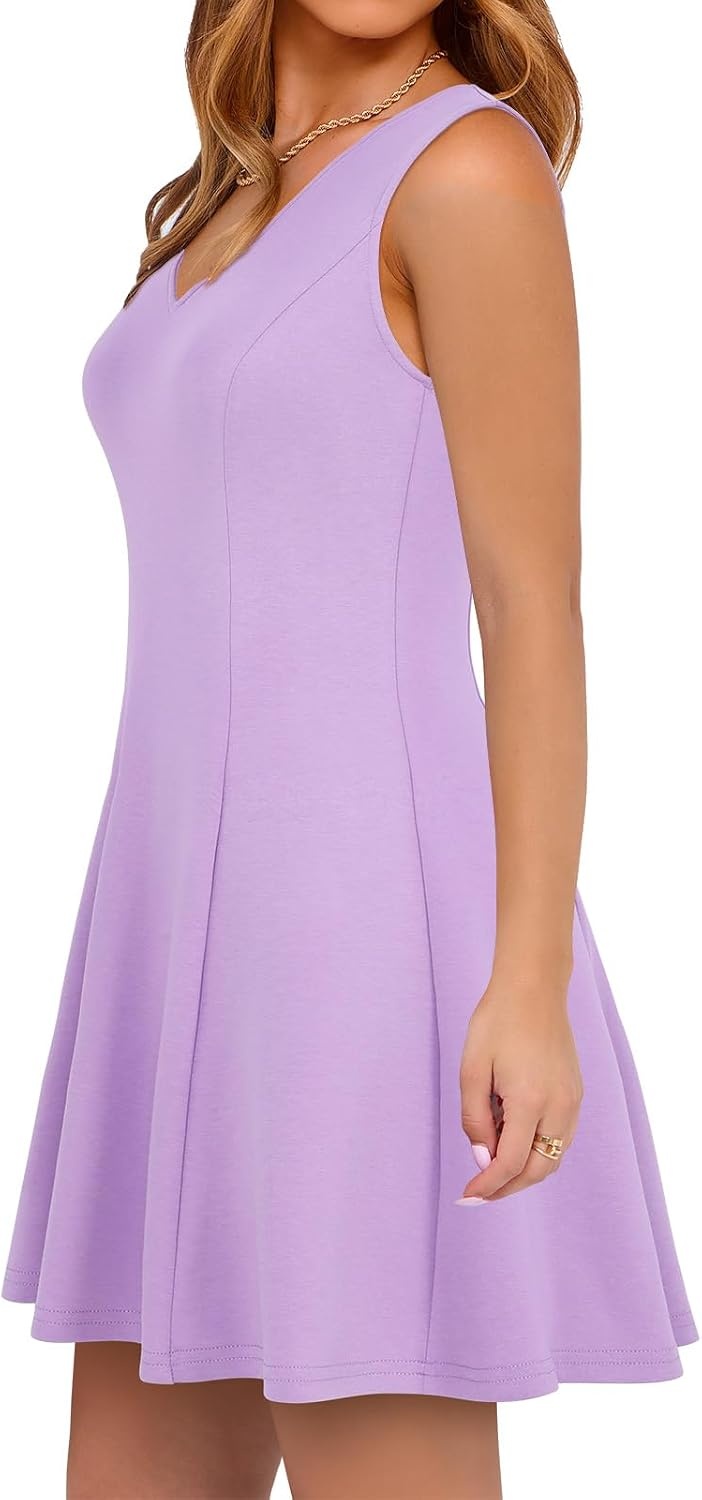 image:imageSureple Womens Cocktail Dresses ALine Flowy Mini Dress Summer 2025 V Neck Party Vacation Sleeveless Tank Graduation DressesAlight Purple