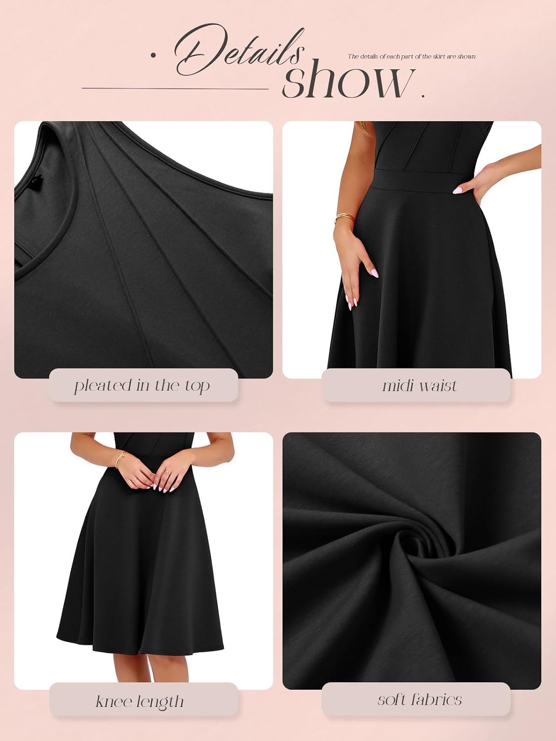 image:imageSureple Womens Summer Cocktail Dresses 2026 Sleeveless Casual Fitted Tank Beach Swing ALine SundressAblack