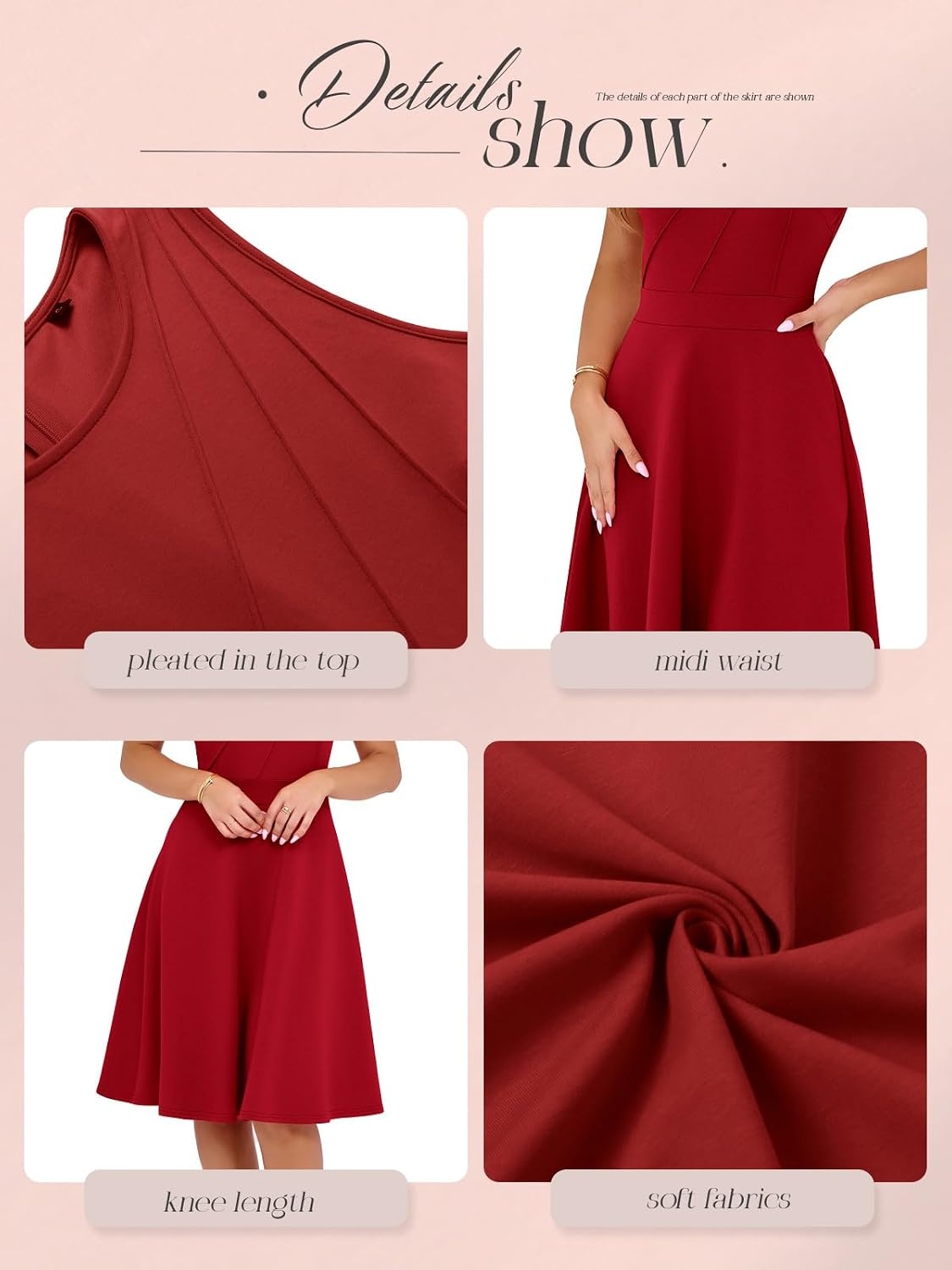 image:imageSureple Womens Summer Cocktail Dresses 2026 Sleeveless Casual Fitted Tank Beach Swing ALine SundressAburgundy