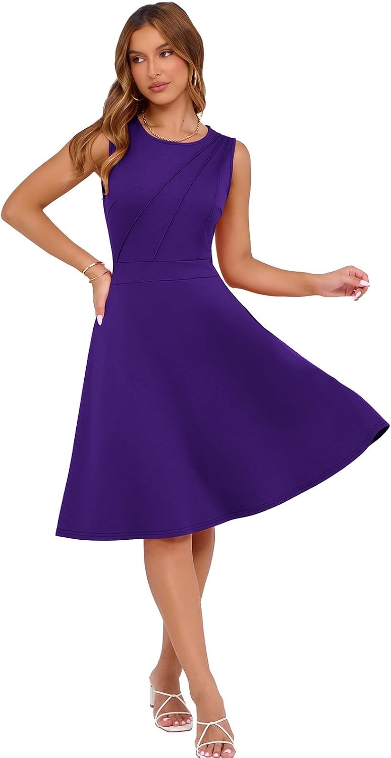 image:imageSureple Womens Summer Cocktail Dresses 2026 Sleeveless Casual Fitted Tank Beach Swing ALine SundressApurple