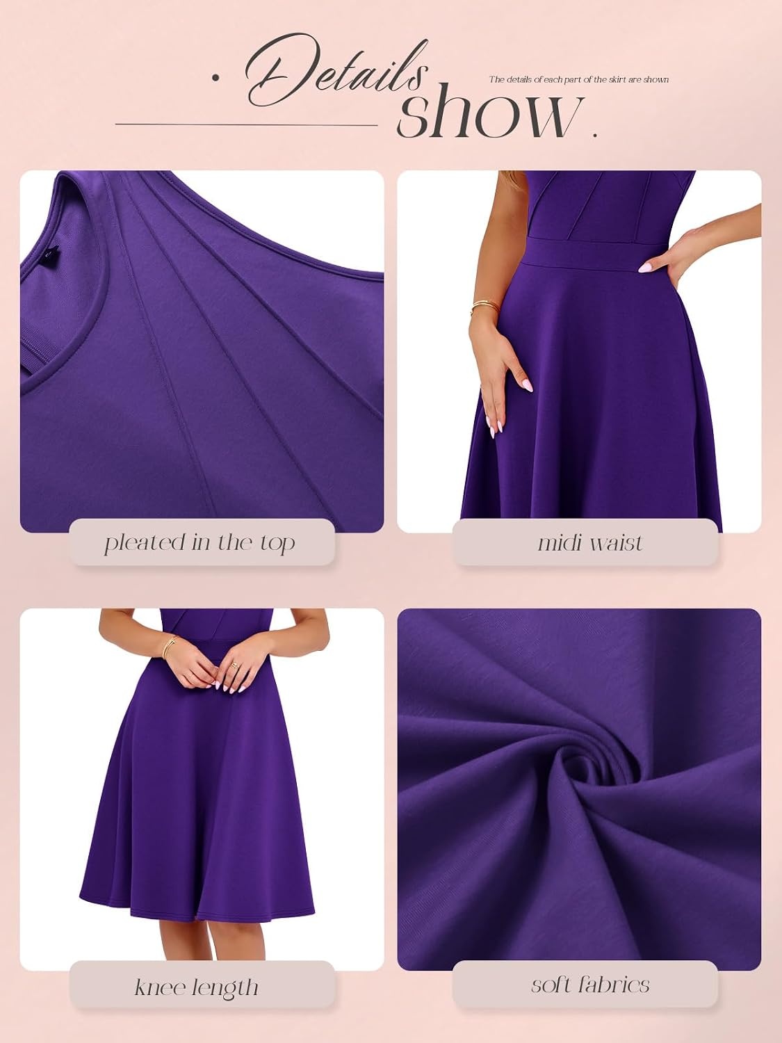 image:imageSureple Womens Summer Cocktail Dresses 2026 Sleeveless Casual Fitted Tank Beach Swing ALine SundressApurple