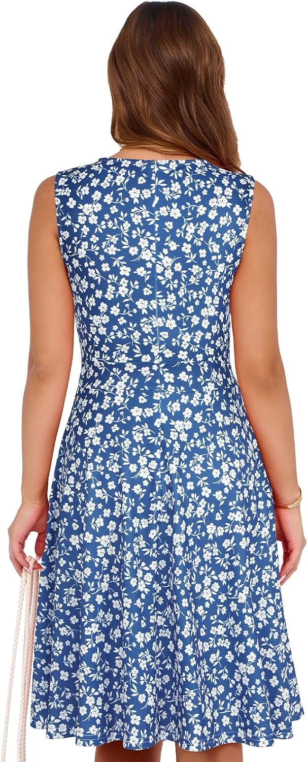 image:imageSureple Womens Summer Cocktail Dresses 2026 Sleeveless Casual Fitted Tank Beach Swing ALine SundressBnavy Floral 11