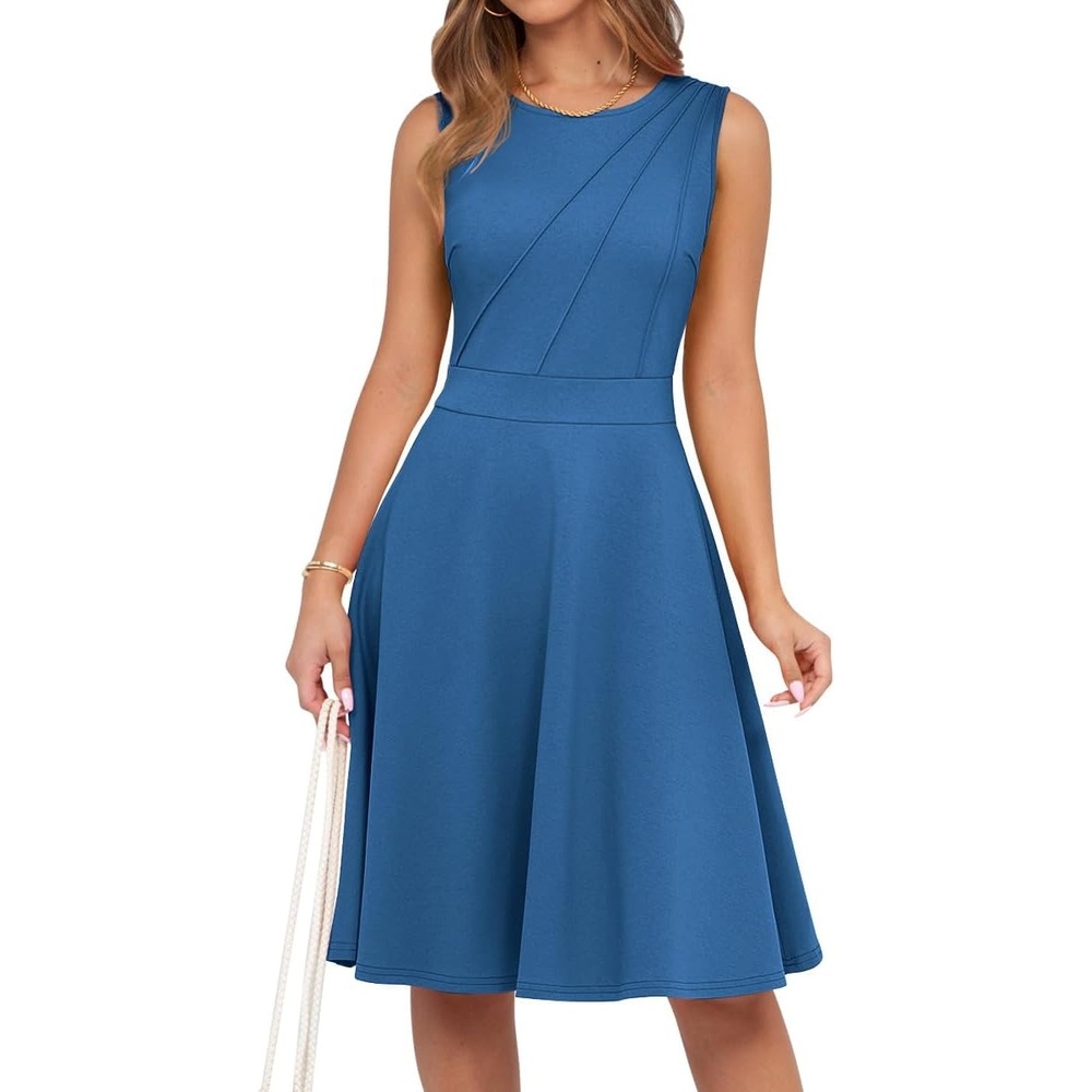 image:imageSureple Womens Summer Cocktail Dresses 2026 Sleeveless Casual Fitted Tank Beach Swing ALine SundressAblue