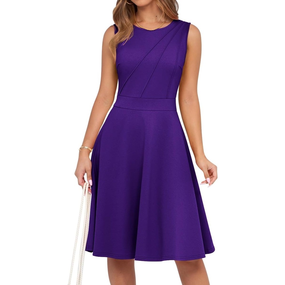 image:imageSureple Womens Summer Cocktail Dresses 2026 Sleeveless Casual Fitted Tank Beach Swing ALine SundressApurple