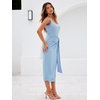 Sureple Bodycon Midi Dress for Women Scoop Neck Tank Sleeveless Faux Wrap Tied Waist Summer Wedding Guest Dresses(A-light Blue)