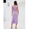 Sureple Bodycon Midi Dress for Women Scoop Neck Tank Sleeveless Faux Wrap Tied Waist Summer Wedding Guest Dresses(A-violet)