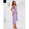 Sureple Bodycon Midi Dress for Women Scoop Neck Tank Sleeveless Faux Wrap Tied Waist Summer Wedding Guest Dresses(A-violet)
