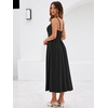 Sureple Long Dresses for Women 2026 Sleeveless Ruched Bust Swing Aline Fitted Spaghetti Strap Sundress with Pockets(A-black)