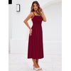 Sureple Long Dresses for Women 2026 Sleeveless Ruched Bust Swing Aline Fitted Spaghetti Strap Sundress with Pockets(A-burgundy)