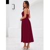 Sureple Long Dresses for Women 2026 Sleeveless Ruched Bust Swing Aline Fitted Spaghetti Strap Sundress with Pockets(A-burgundy)