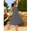 Sureple Long Dresses for Women 2026 Sleeveless Ruched Bust Swing Aline Fitted Spaghetti Strap Sundress with Pockets(B-black Floral 04)