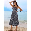 Sureple Long Dresses for Women 2026 Sleeveless Ruched Bust Swing Aline Fitted Spaghetti Strap Sundress with Pockets(B-black Floral 04)