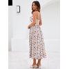 Sureple Long Dresses for Women 2026 Sleeveless Ruched Bust Swing Aline Fitted Spaghetti Strap Sundress with Pockets(B-blue Red F 01)