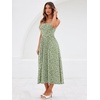 Sureple Long Dresses for Women 2026 Sleeveless Ruched Bust Swing Aline Fitted Spaghetti Strap Sundress with Pockets(B-green Floral 04)