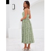 Sureple Long Dresses for Women 2026 Sleeveless Ruched Bust Swing Aline Fitted Spaghetti Strap Sundress with Pockets(B-green Floral 04)