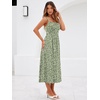 Sureple Long Dresses for Women 2026 Sleeveless Ruched Bust Swing Aline Fitted Spaghetti Strap Sundress with Pockets(B-green Floral 04)