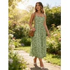 Sureple Long Dresses for Women 2026 Sleeveless Ruched Bust Swing Aline Fitted Spaghetti Strap Sundress with Pockets(B-green Floral 04)
