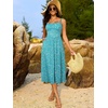 Sureple Long Dresses for Women 2026 Sleeveless Ruched Bust Swing Aline Fitted Spaghetti Strap Sundress with Pockets(B-green Floral 05)