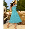 Sureple Long Dresses for Women 2026 Sleeveless Ruched Bust Swing Aline Fitted Spaghetti Strap Sundress with Pockets(B-green Floral 05)
