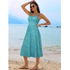 Sureple Long Dresses for Women 2026 Sleeveless Ruched Bust Swing Aline Fitted Spaghetti Strap Sundress with Pockets(B-green Floral 05)