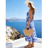 Sureple Long Dresses for Women 2026 Sleeveless Ruched Bust Swing Aline Fitted Spaghetti Strap Sundress with Pockets(B-light Blue F 05)