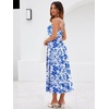 Sureple Long Dresses for Women 2026 Sleeveless Ruched Bust Swing Aline Fitted Spaghetti Strap Sundress with Pockets(B-light Blue F 05)