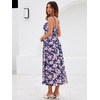 Sureple Long Dresses for Women 2026 Sleeveless Ruched Bust Swing Aline Fitted Spaghetti Strap Sundress with Pockets(B-navy Floral 04)
