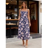 Sureple Long Dresses for Women 2026 Sleeveless Ruched Bust Swing Aline Fitted Spaghetti Strap Sundress with Pockets(B-navy Floral 04)
