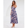 Sureple Long Dresses for Women 2026 Sleeveless Ruched Bust Swing Aline Fitted Spaghetti Strap Sundress with Pockets(B-navy Floral 04)
