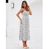 Sureple Long Dresses for Women 2026 Sleeveless Ruched Bust Swing Aline Fitted Spaghetti Strap Sundress with Pockets(B-pink B Floral 01)