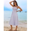 Sureple Long Dresses for Women 2026 Sleeveless Ruched Bust Swing Aline Fitted Spaghetti Strap Sundress with Pockets(B-purple Floral 04)
