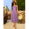 Sureple Long Dresses for Women 2026 Sleeveless Ruched Bust Swing Aline Fitted Spaghetti Strap Sundress with Pockets(B-purple W Floral)
