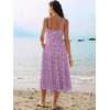 Sureple Long Dresses for Women 2026 Sleeveless Ruched Bust Swing Aline Fitted Spaghetti Strap Sundress with Pockets(B-purple W Floral)