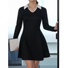 Sureple Long Sleeve Dress for Women Fall 2025 Lapel Collared Neck Mini Short Fit and Flare A-Line Casual Dresses(A-black)