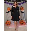 Sureple Long Sleeve Dress for Women Fall 2025 Lapel Collared Neck Mini Short Fit and Flare A-Line Casual Dresses(A-black)