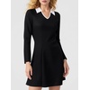 Sureple Long Sleeve Dress for Women Fall 2025 Lapel Collared Neck Mini Short Fit and Flare A-Line Casual Dresses(A-black)