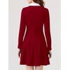 Sureple Long Sleeve Dress for Women Fall 2025 Lapel Collared Neck Mini Short Fit and Flare A-Line Casual Dresses(A-burgundy)