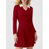 Sureple Long Sleeve Dress for Women Fall 2025 Lapel Collared Neck Mini Short Fit and Flare A-Line Casual Dresses(A-burgundy)