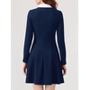 Sureple Long Sleeve Dress for Women Fall 2025 Lapel Collared Neck Mini Short Fit and Flare A-Line Casual Dresses(A-navy)