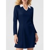 Sureple Long Sleeve Dress for Women Fall 2025 Lapel Collared Neck Mini Short Fit and Flare A-Line Casual Dresses(A-navy)