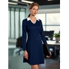Sureple Long Sleeve Dress for Women Fall 2025 Lapel Collared Neck Mini Short Fit and Flare A-Line Casual Dresses(A-navy)