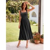Sureple Midi Dresses for Women 2026 Spring Square Neck Tank Sleeveless A Line Casual Summer Sundresses with Pockets(A-black)