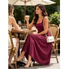 Sureple Midi Dresses for Women 2026 Spring Square Neck Tank Sleeveless A Line Casual Summer Sundresses with Pockets(A-burgundy)