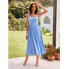 Sureple Midi Dresses for Women 2026 Spring Square Neck Tank Sleeveless A Line Casual Summer Sundresses with Pockets(A-gray Blue)