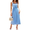 Sureple Midi Dresses for Women 2026 Spring Square Neck Tank Sleeveless A Line Casual Summer Sundresses with Pockets(A-gray Blue)