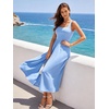 Sureple Midi Dresses for Women 2026 Spring Square Neck Tank Sleeveless A Line Casual Summer Sundresses with Pockets(A-gray Blue)
