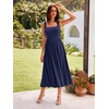 Sureple Midi Dresses for Women 2026 Spring Square Neck Tank Sleeveless A Line Casual Summer Sundresses with Pockets(A-navy Blue)