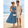Sureple Midi Dresses for Women 2026 Spring Square Neck Tank Sleeveless A Line Casual Summer Sundresses with Pockets(B-blue White F 05)