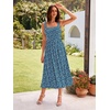 Sureple Midi Dresses for Women 2026 Spring Square Neck Tank Sleeveless A Line Casual Summer Sundresses with Pockets(B-blue White F 05)